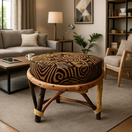 IRA Stool Chair With Cushion, Brown