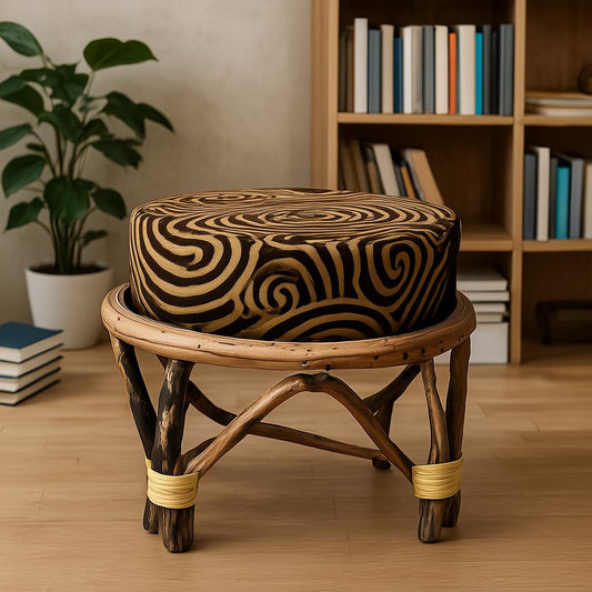 IRA Stool Chair With Cushion, Brown