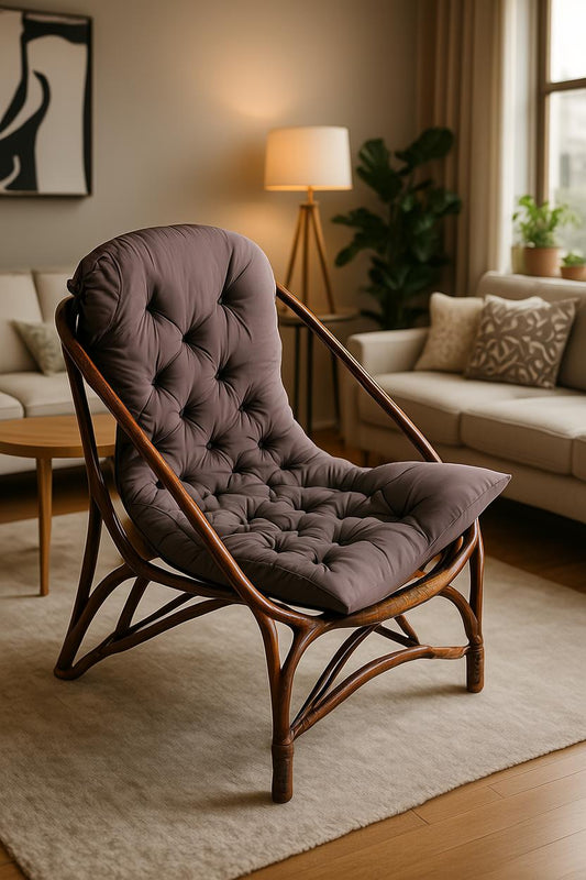 Wicker Rattan Chair with Cushion – Durable Garden, Balcony, and Resort Seating