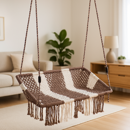 IRA Silk Rope Handweaved 2 Seater Swing (Grey)