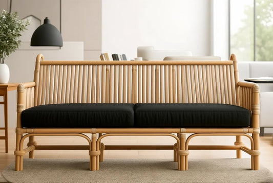Wicker 3 Seater Natural Sofa View - IRA Furniture India