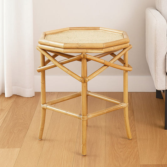 IRA Cancun Side Table – Natural Rattan | Handcrafted Bedside Table