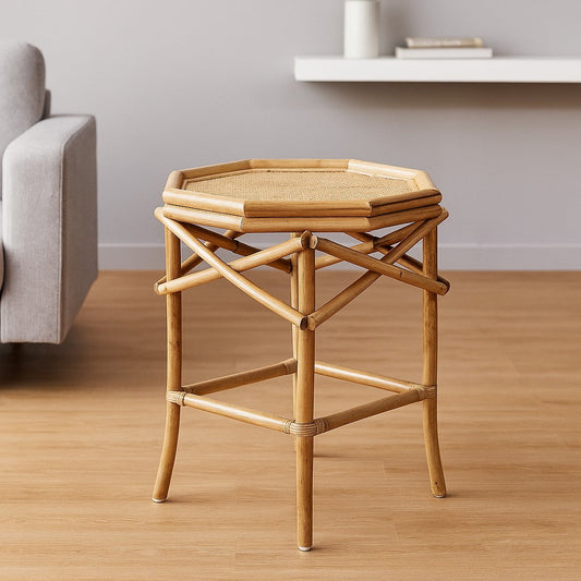 IRA Cancun Side Table – Natural Rattan | Handcrafted Bedside Table
