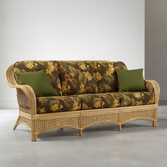 IRA Cane Wicker Rattan Sofa Set – Stylish Sofa, Diwan, and Wooden Furniture for Living Room