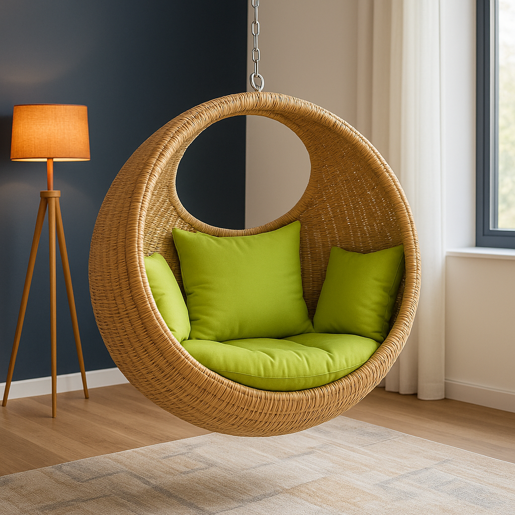 Rattan Modern Swing Chair Indoor-Outdoor Relaxation for Garden