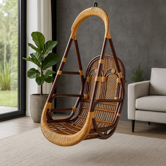 IRA Jumbo Handcrafted Cane Swing Chair | Heavy Duty Zula with Cushion