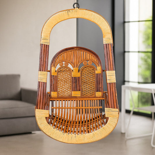 IRA Jumbo Handcrafted Cane Swing Chair | Heavy Duty Zula with Cushion