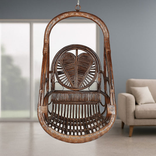 IRA Rattan Swing Chair with Patterned Heart – Perfect for Patio, Balcony, Indoor & Outdoor Relaxation