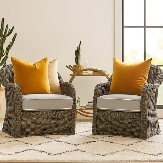 Hand-Woven Cane Armchair – Ascent Chair with Grey Finish | Handcrafted Cane Chairs for Living Room & Lounge