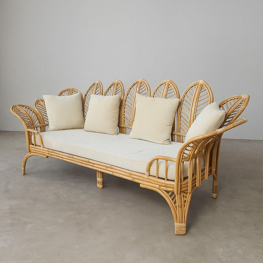 IRA 3 Seater Wedding Cane Sofa Set - Elegant Rattan Furniture, Handwoven Cane Sofa for Living Room and Outdoor Use