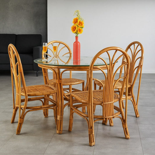 Bamboo Dining Table Set Lifestyle - IRA Furniture India