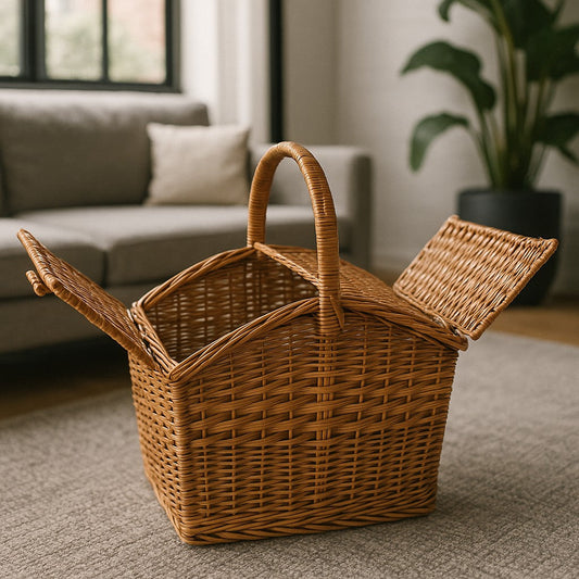 IRA Bamboo Picnic Laundry Basket - Handcrafted, Eco-Friendly Storage, Contemporary Design