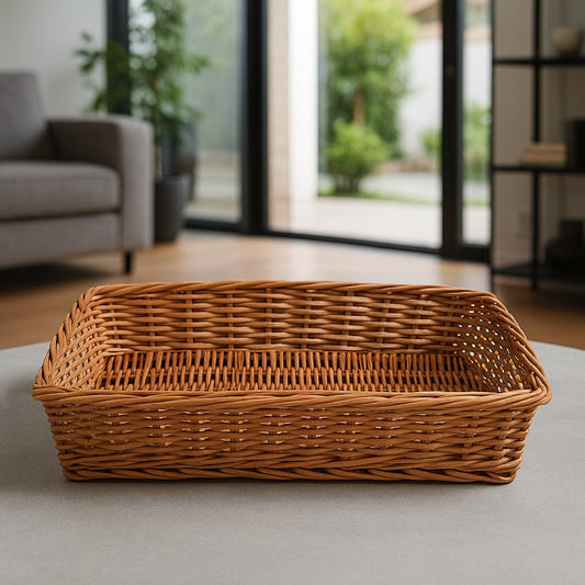 IRA Bamboo Roti Gift Multipurpose Organizer Basket Tray – 48x33x13 cm (Brown)