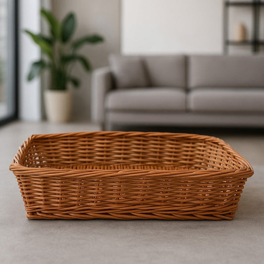 IRA Bamboo Roti Gift Multipurpose Organizer Basket Tray – 48x33x13 cm (Brown)