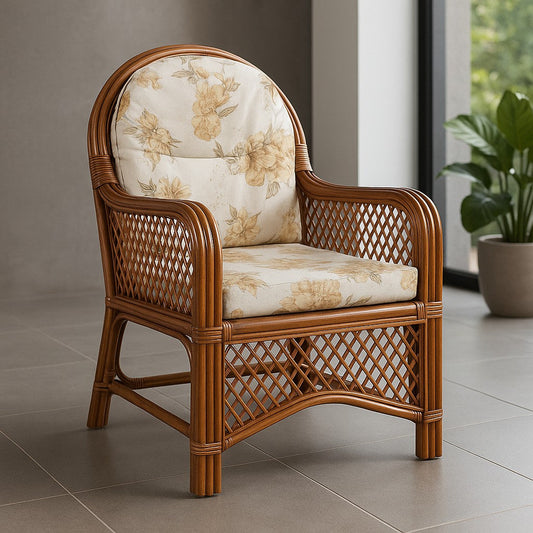 IRA Bamboo Single Seater Sofa – Cane Furniture & Rattan Furniture | Stylish Single Chair for Living Room & Indoor Seating