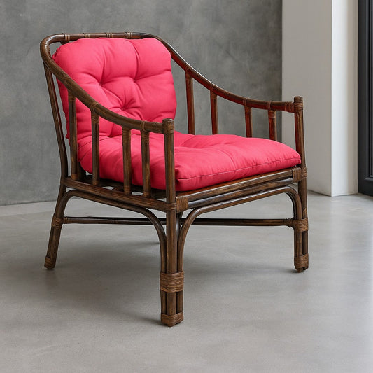 Ira Brown Chair Made of Cane Wood with Cushion