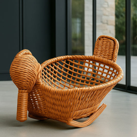IRA Cane Basket for Pooja Flowers, Roti, and Storage - Brown Handwoven Basket (41x18x20 cm)