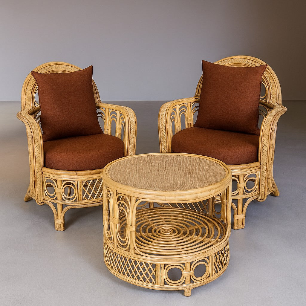 IRA Cane Chair-Table Set for Balcony Garden Rattan Chairs