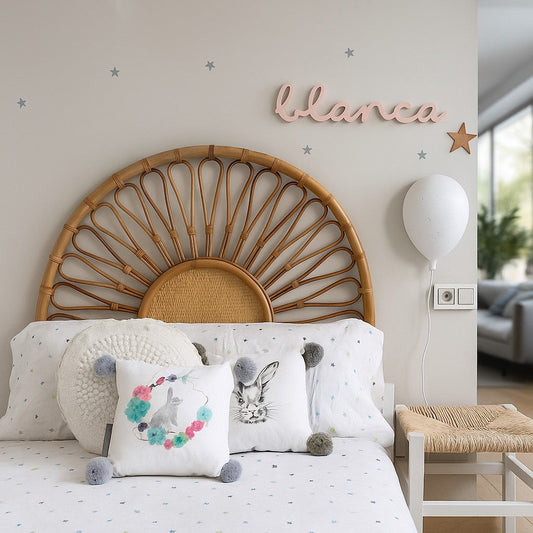 IRA Cane Headboard for Bed | Handcrafted Rattan & Wooden Headboard | Customizable Sizes for Queen, King & Double Beds | Bedroom Furniture Décor