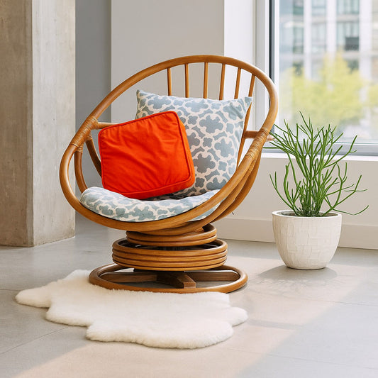 Cane Low Sitting Chair Lifestyle - IRA Furniture Adults Cushion India