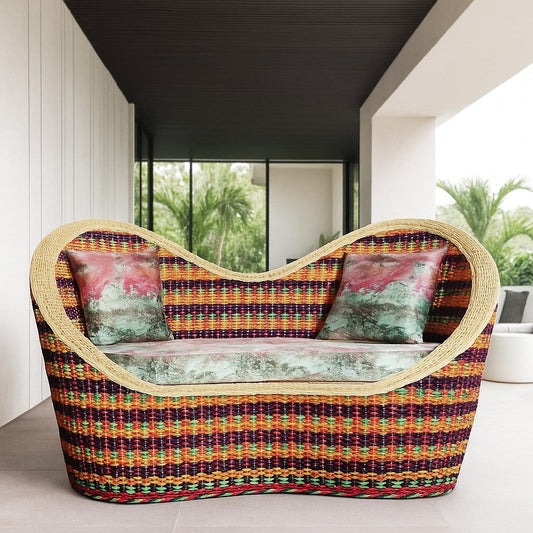 IRA Cane Multicolor Two Seater Sofa Colorful - Handoven