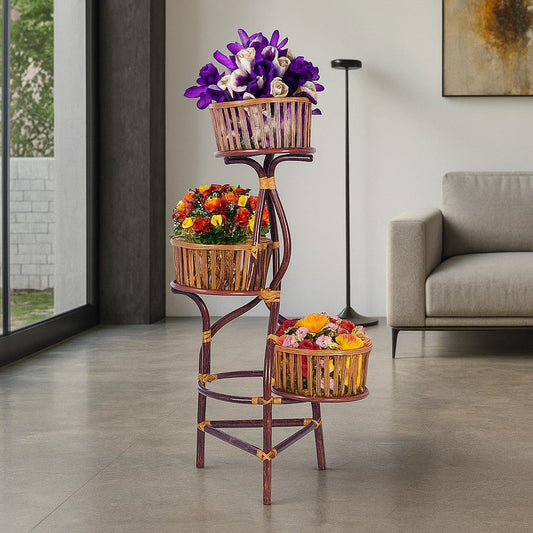 IRA Cane Stand Vase for 3 Flower Pots