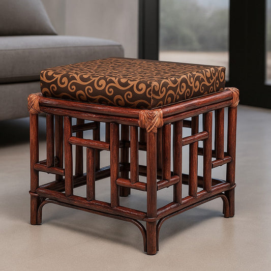 IRA Cane Stool for Sitting with Cushion (Brown)