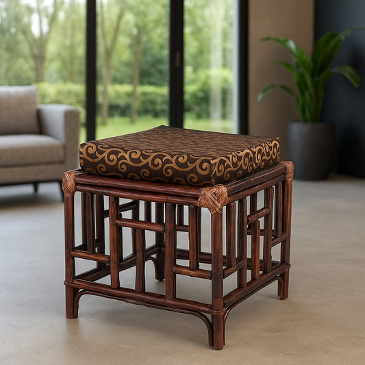 IRA Cane Stool for Sitting with Cushion (Brown)