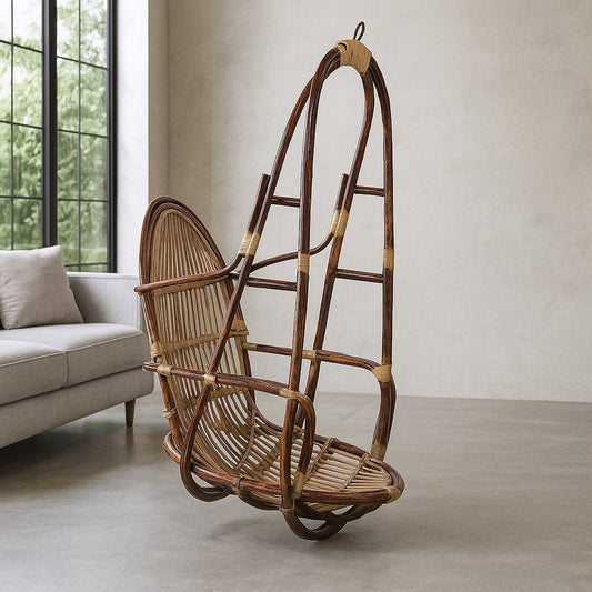 Heavy Weight Swing Chair Lifestyle - IRA Furniture Brown Cane India