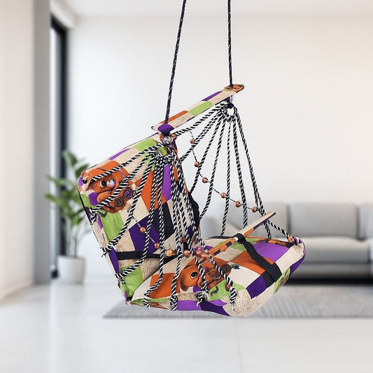 IRA Comfortable Multi-Color Cotton Swing for Kids (1-4 Years) - Folding & Washable Baby Swing Chair