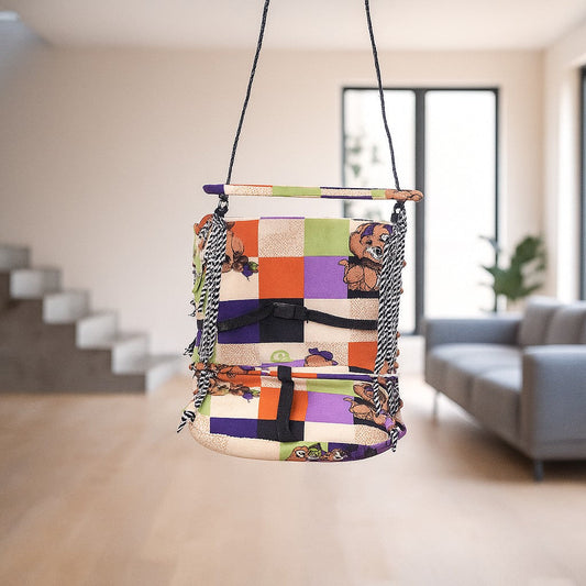 IRA Comfortable Multi-Color Cotton Swing for Kids (1-4 Years) - Folding & Washable Baby Swing Chair