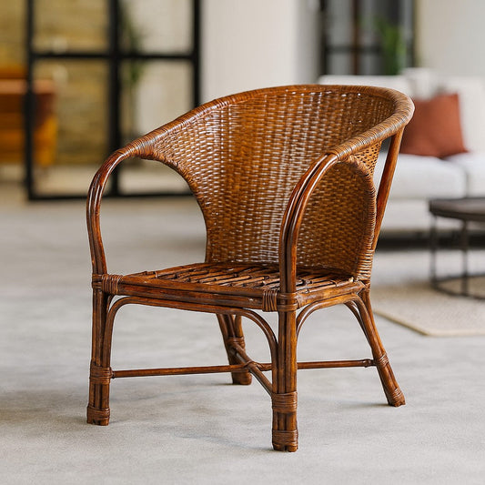 Elegant Wicker Arm Chair Lifestyle - IRA Furniture India
