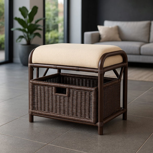 IRA Handmade Rattan Wicker Ottoman Footstool