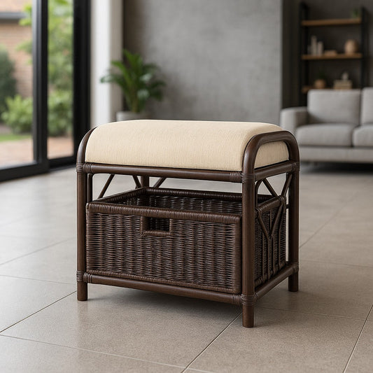 IRA Handmade Rattan Wicker Ottoman Footstool