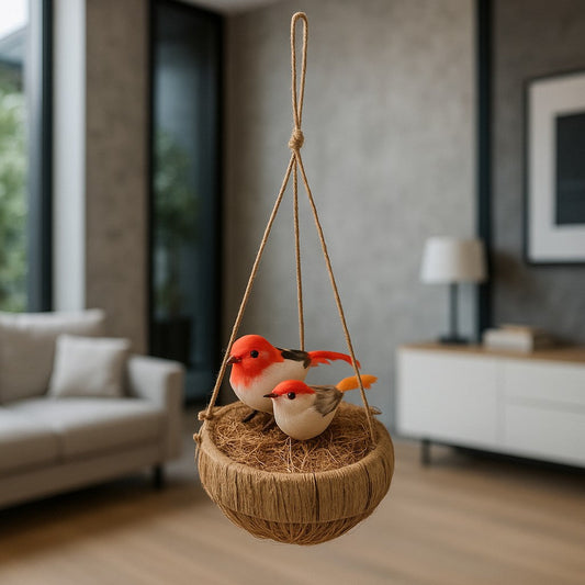 IRA Hanging Cane Decorative Jute Nest Showpiece