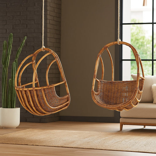 Natural Hanging Chair Lifestyle View - IRA Furniture India