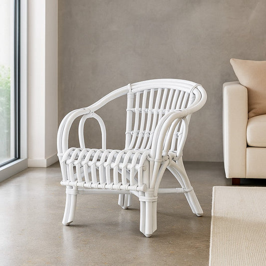 Kids White Wicker Chair Lifestyle - IRA Furniture India