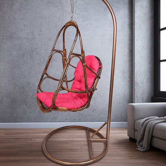 IRA Metal Stand With Cane Rattan Swing And Cushion