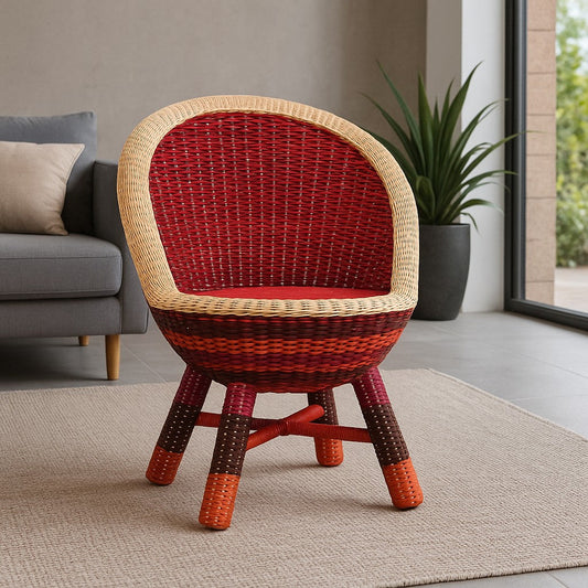 IRA Ottoman Multi-Colour Rattan Chair | Handcrafted Indoor Outdoor Accent Chair | Custom Size & Colour