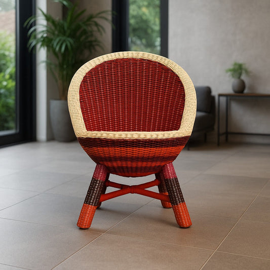IRA Ottoman Multi-Colour Rattan Chair | Handcrafted Indoor Outdoor Accent Chair | Custom Size & Colour