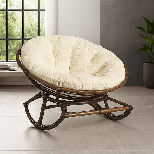 IRA Papasan Rocking Chair with Cushion – European Design, Customizable, 250 kg Capacity