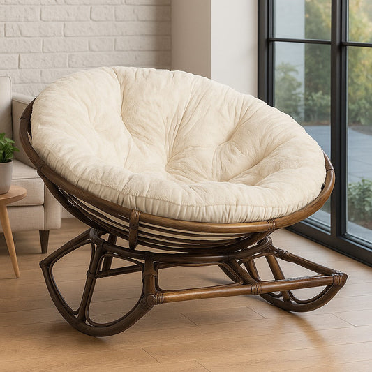 IRA Papasan Rocking Chair with Cushion – European Design, Customizable, 250 kg Capacity