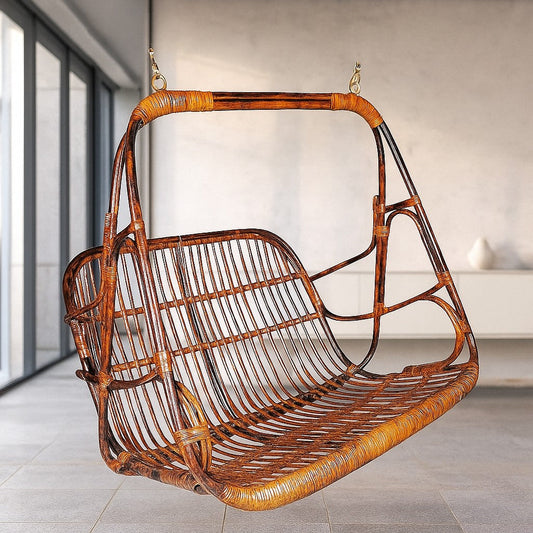 Couple Rattan Swing Chair Lifestyle - IRA Furniture 2 Seater Jhula India