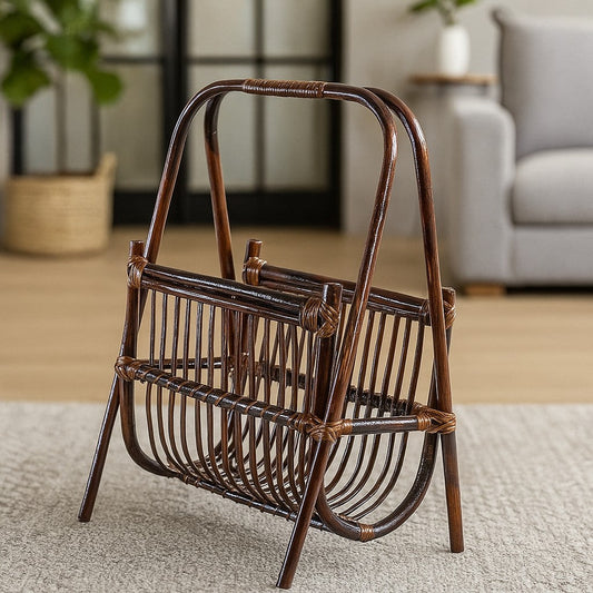 IRA Rattan Modern U- Shaped Magazine Rack