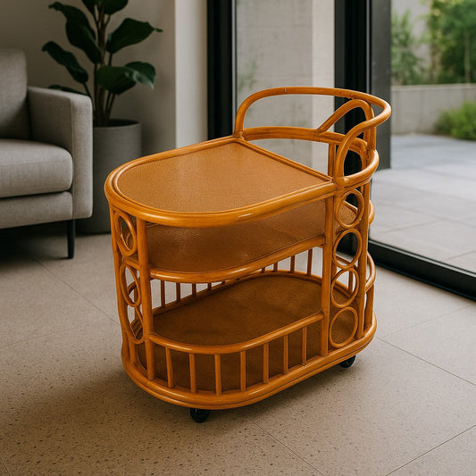 IRA Serving Cart with Wheels Light Brown