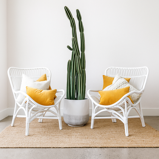 IRA Butterfly Armchair – Set of 2 White Cane Chairs | Rattan Indoor Seating & Outdoor Rattan Chairs for Living Room & Balcony