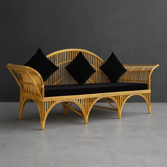 IRA 3 Seater Sofa Set Burnt Sienna - Wicker Furniture, Cane Sofa, Rattan Indoor & Outdoor Sofa for Living Room, Balcony, Garden, Resorts