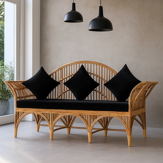 IRA 3 Seater Sofa Set Burnt Sienna - Wicker Furniture, Cane Sofa, Rattan Indoor & Outdoor Sofa for Living Room, Balcony, Garden, Resorts