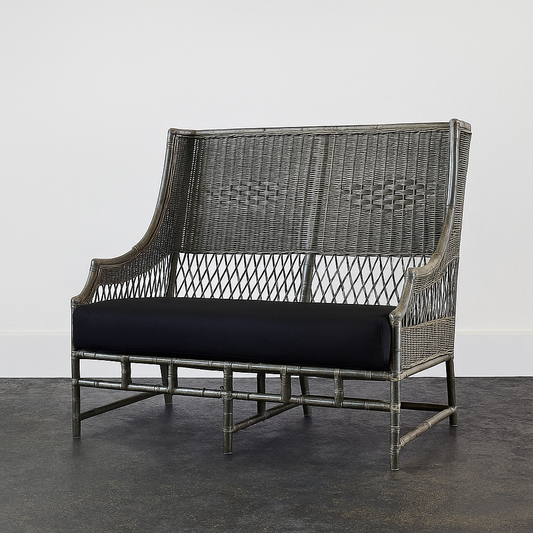 IRA 2-Seater Grey Sofa Set for Garden & Balcony | Handwoven Rattan Wicker Furniture | Comfortable Seating with Cushions | Outdoor & Indoor Use, Modern Design, Durable Timber Frame