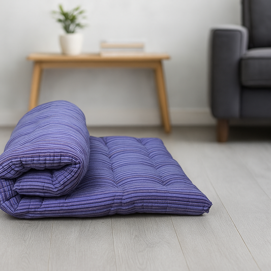 Comfort Blue Medium Soft Cotton Mattress | Single Sleeping Capacity (72x36x4 Inch) | Health-Boosting, Comfortable Cotton Mattress | Perfect for Sound Sleep